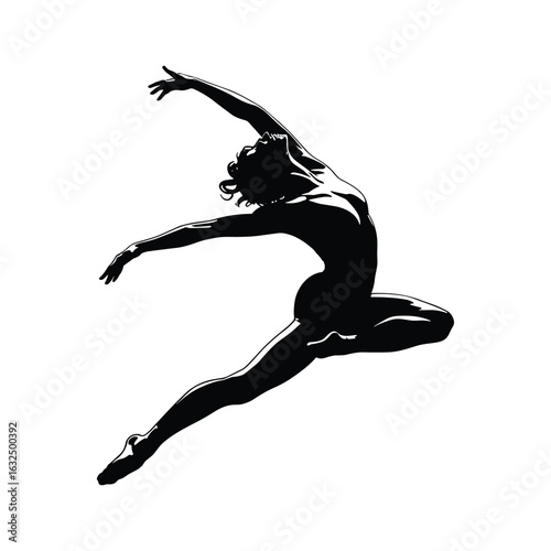 Graceful silhouette of a dancer in mid leap