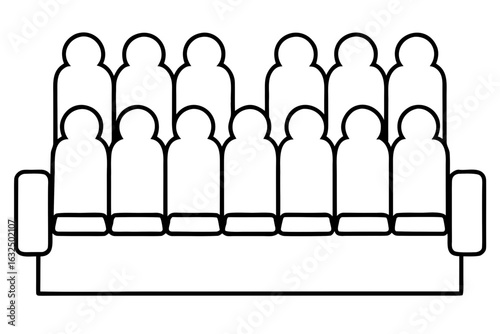  Row of Five Auditorium Chairs Coloring Page - Printable Public Seating