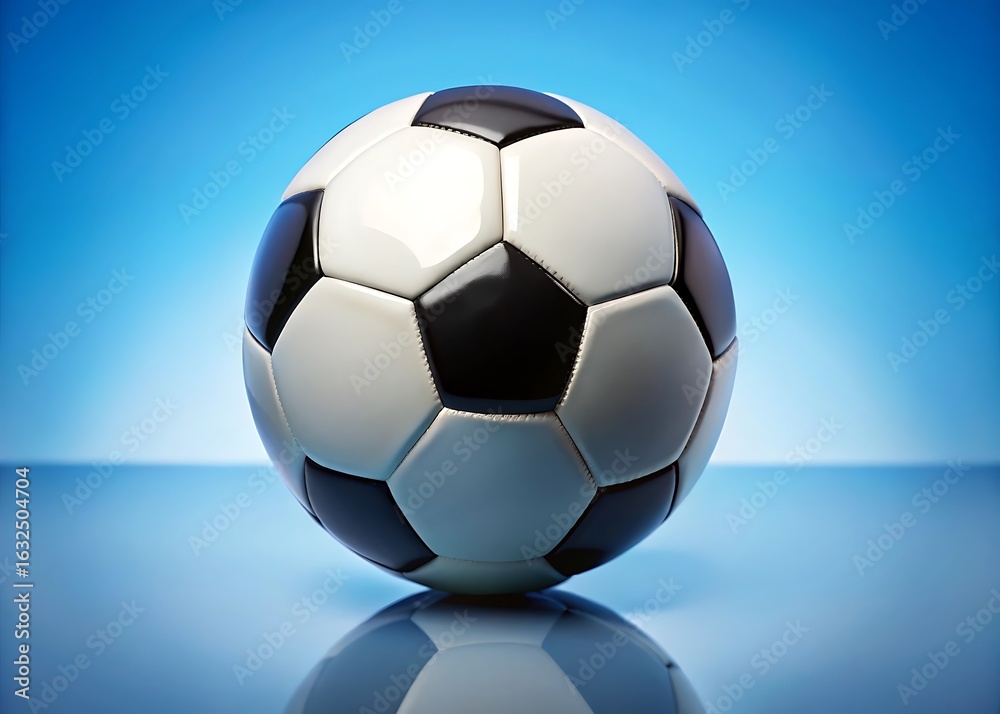 Fototapeta premium white and Classic black and white soccer ball isolated on white and sky blue background