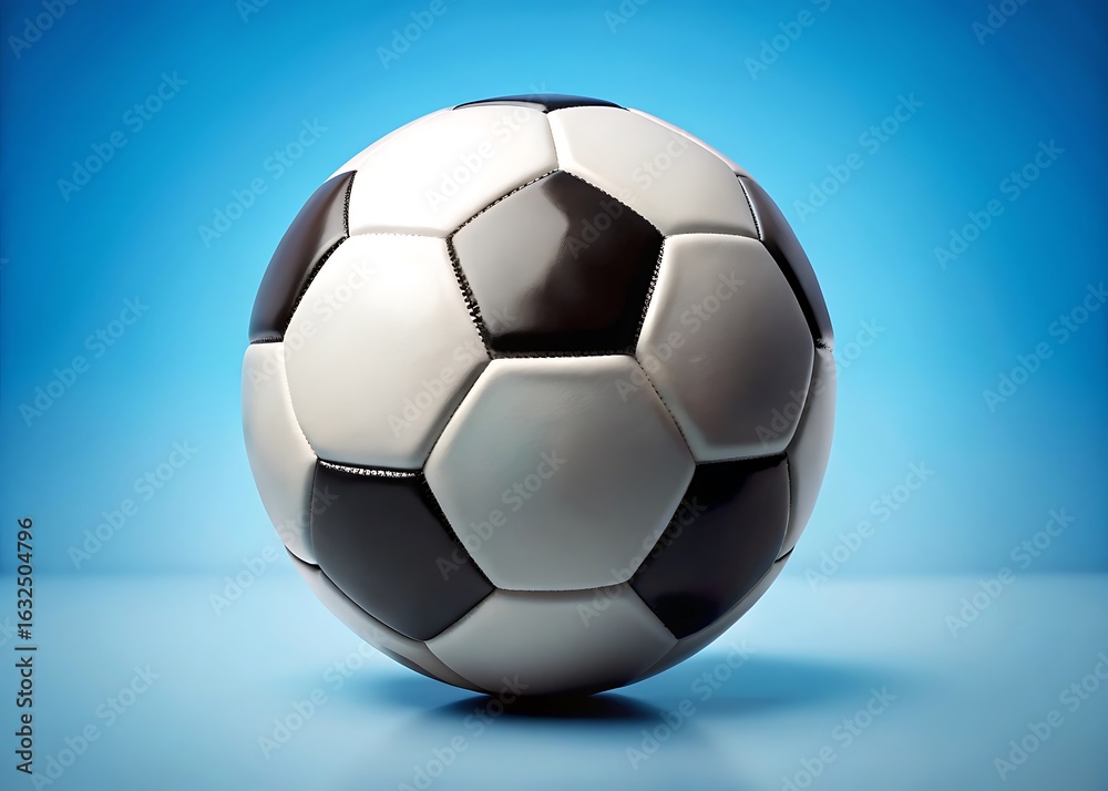 Naklejka premium white and Classic black and white soccer ball isolated on white and sky blue background