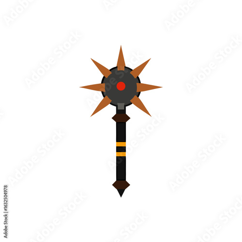 Illustration of a spiked medieval flail weapon
