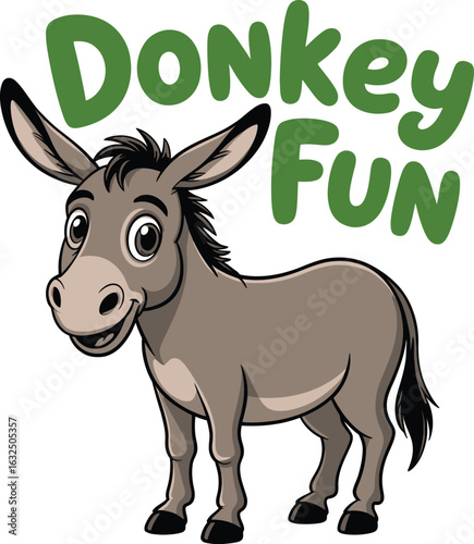 Cute cartoon a illustrator vector donkey