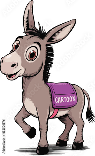Cute cartoon a illustrator vector donkey