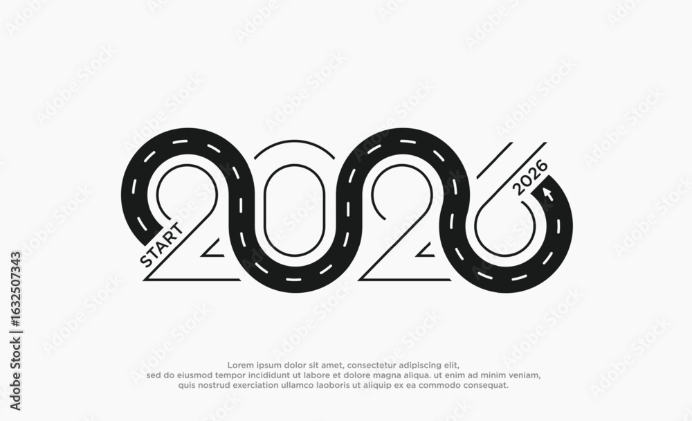 Fototapeta premium START 2026 logo on a white background. Premium vector design for Happy New Year 2026 greetings and celebrations.