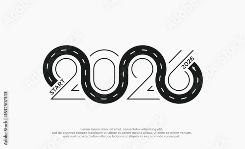 START 2026 logo on a white background. Premium vector design for Happy New Year 2026 greetings and celebrations.