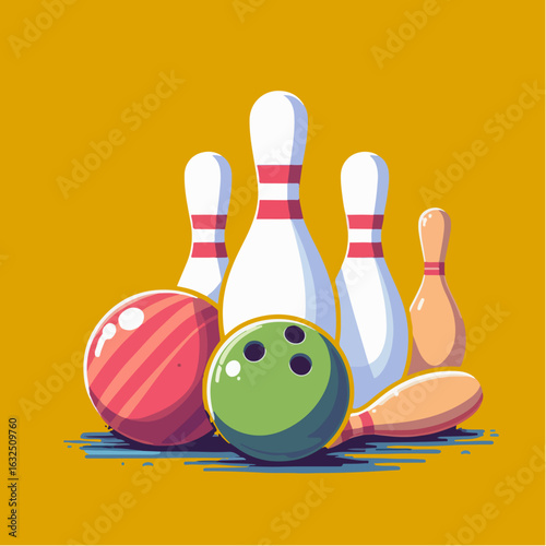 vector illustration of bowling