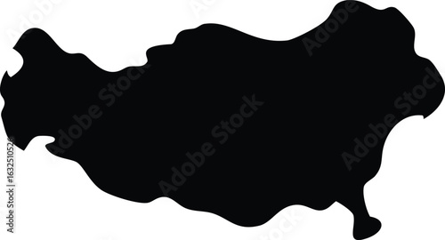 Abstract Black Blob Silhouette with Wavy Edge on White Background Shape Design