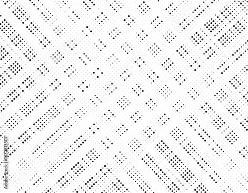 Grunge halftone gradient texture. Faded grit noise background. Sandy gritty wallpaper. Retro pixelated backdrop. Black and white anime or manga comic overlay. Vector graphic design textured halftone