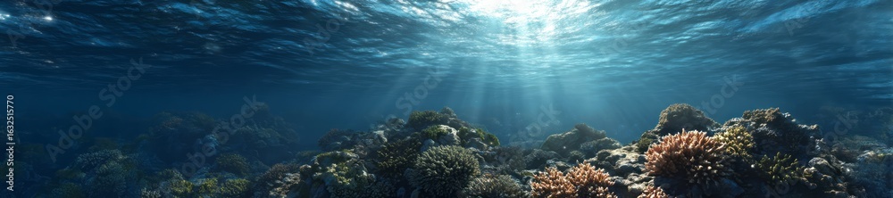 Fototapeta premium Underwater coral reef exploration hdr panorama