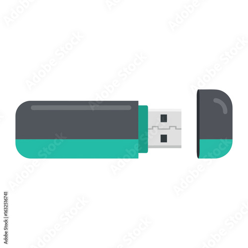 Vector illustration of usb flash drive with cap isolated on white background