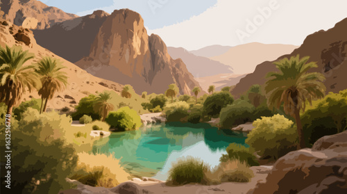 Oasis in desert mountain