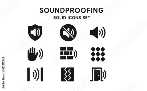 Soundproofing Icons Set – Noise Reduction and Acoustic Insulation