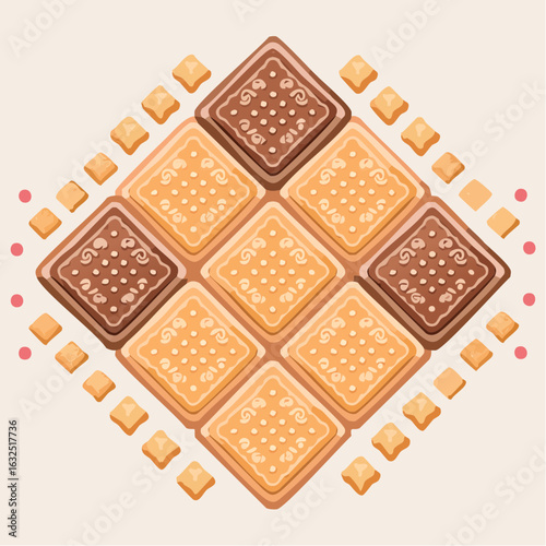 Geometric Arrangement of Brown and Beige Square Cookies