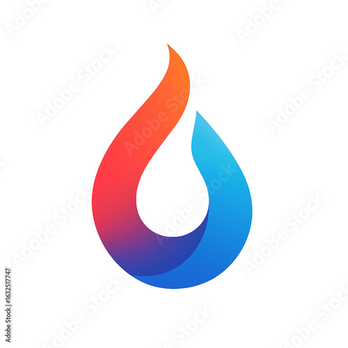 Vibrant Gradient Flame Drop Logo Design Abstract Symbol Fire Water Energy Concept Modern Icon Visual Branding