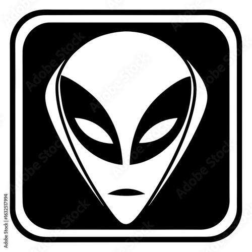 Simple alien face logo vector silhouette dans un carre