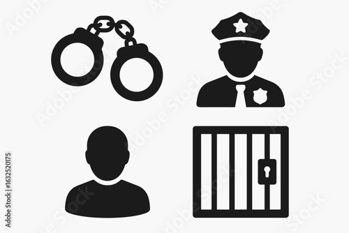Police and Prison Icons – Law Enforcement and Justice Set