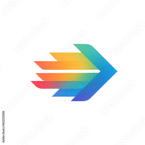 Rainbow Arrow Logo Design Speed Forward Motion Abstract Gradient Digital Graphic Symbolism Progress Movement Technology Innovation