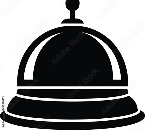 black silhouette a front desk bell on white backgr.eps
