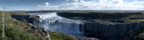 Hdr panorama of iceland's majestic waterfall