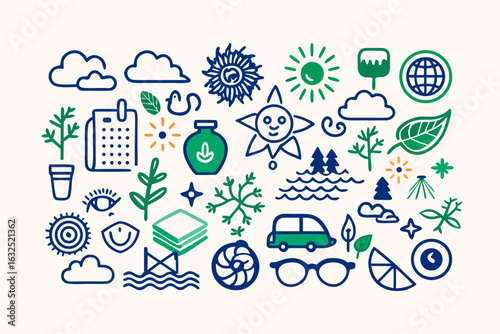 Sustainability environment nature ecology eco friendly green earth resources conservation illustration vector art vector illustration