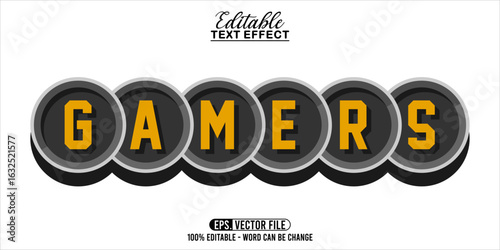 GAMERS word art typography illustration, editable text effect