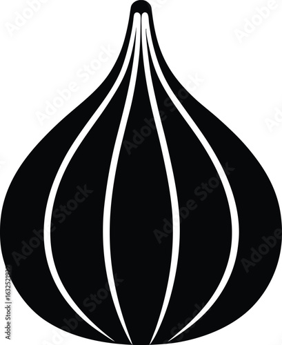 black silhouette a garlic clove on white backgroun.eps