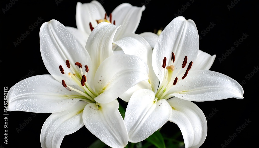 Obraz premium Frosted Lily Petals Against Black Background