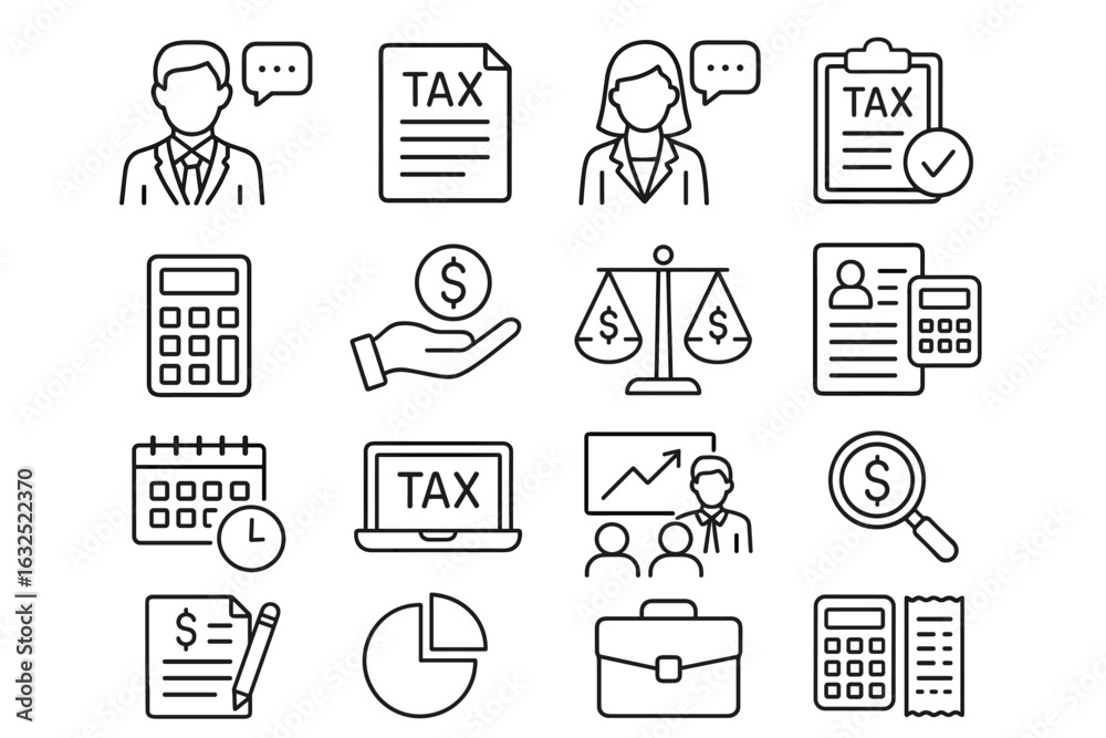 Fototapeta premium Business Consultation Icons – Corporate Advice, Strategy, Professional Guidance