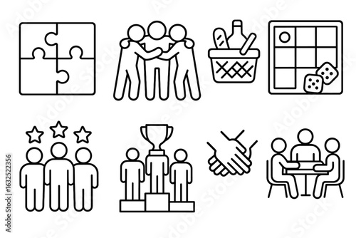 Team-Building Icon Set – Collaboration, Leadership, Corporate Training