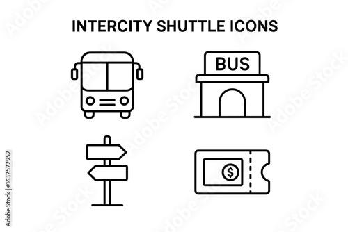 Intercity Shuttle Icons – Bus, Transport, Travel Service