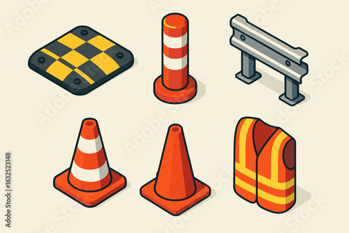 Street Safety Icons – Traffic Rules, Pedestrian Protection, and Urban Security Vector Set