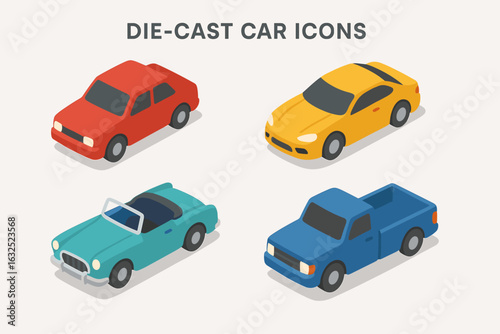 Die-Cast Car Collection – Miniature Vehicles, Model Cars, and Collector’s Edition Vector Set