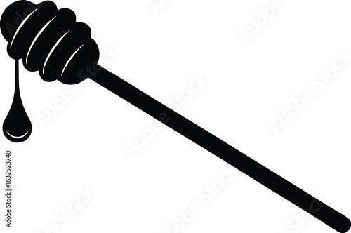 honey dipper stick with dripping honey isolated vector icon
