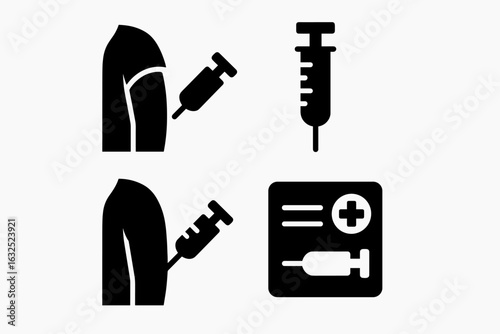 Vaccination Icon Set – Immunization, Healthcare, and Disease Prevention Vector Collection