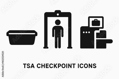 TSA Checkpoint Essentials – Airport Security, Travel Screening, and Luggage Inspection Vector Set