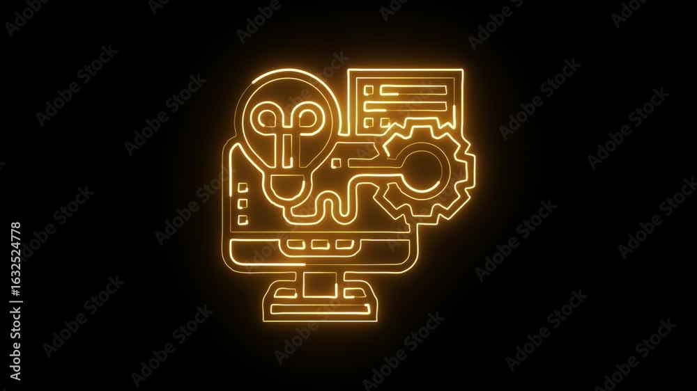 machine learning icon isolated on black background, hd motion graphic animation for ai, automation and digital intelligence machine learning icon isolated on black background, hd motion graphic animation for ai, automation and digital intelligence