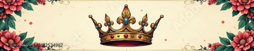 Ornate hand-drawn crown, vintage style vector , majestic, template