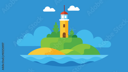 island with lighthouse vector background