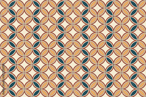 Retro geometric pattern with warm earth tones and repeating oval shapes Seamless pattern