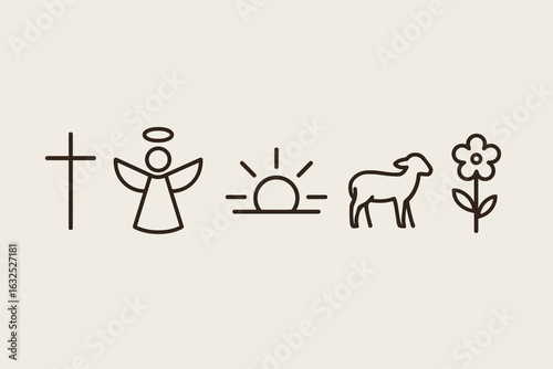 Minimalist Religious Symbols – Line Icons of World Faiths and Spiritual Beliefs