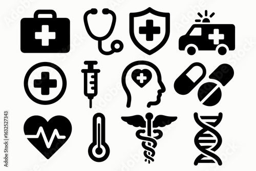 Healthcare Icons Set simple compose