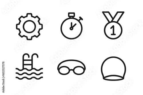 Sleek Minimalist Swimming Icons for Water Sports & Aquatic Design
