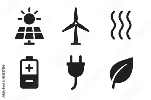 Eco-Friendly Renewable Energy Icons for Sustainable Power & Green Solutions