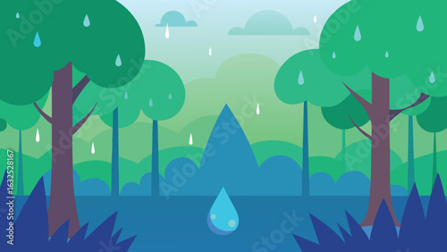 morning dew forest vector background