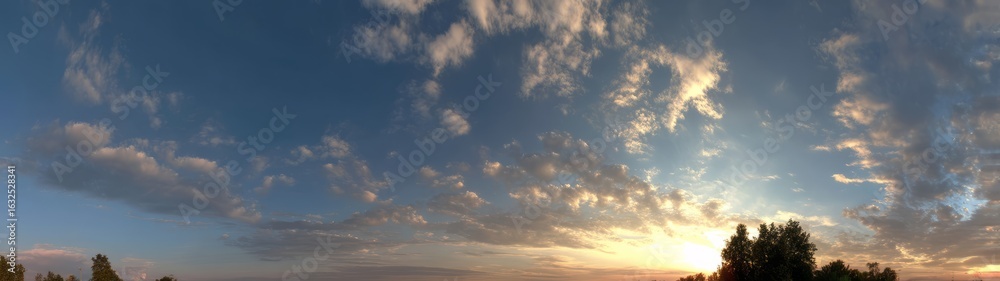 Fototapeta premium Panorama sunset hdr landscape in nature 360