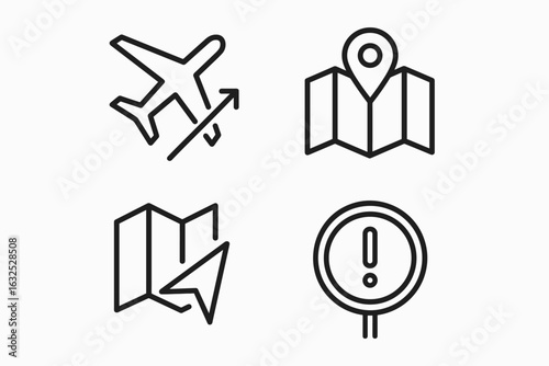 Minimalistic Travel Icons Set for Adventure, Tourism & Exploration