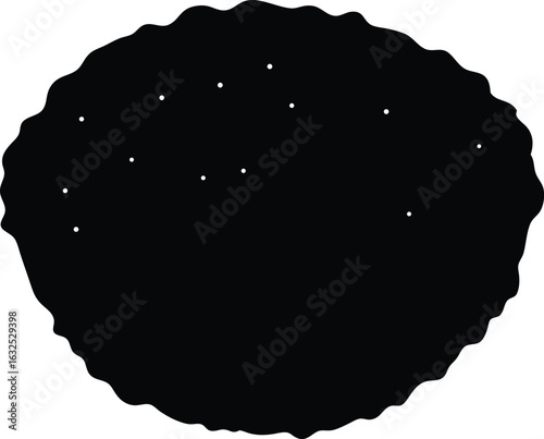 black silhouette a hash brown on white background.eps