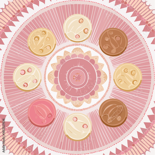 Pink and Brown Cookies on Decorative Plate