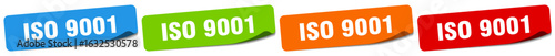 iso 9001 sticker. iso 9001 sticker set on white background