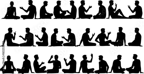  Children in Various Poses  People Sitting and Talking in Chairs vector bundle